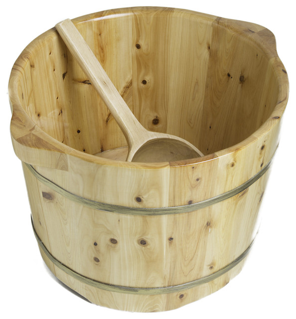 15 Solid Cedar Wood Foot Soaking Barrel Bucket With Matching Spoon 15 Solid Cedar Wood Foot Soaking Barrel Bucket With Matching Spoon