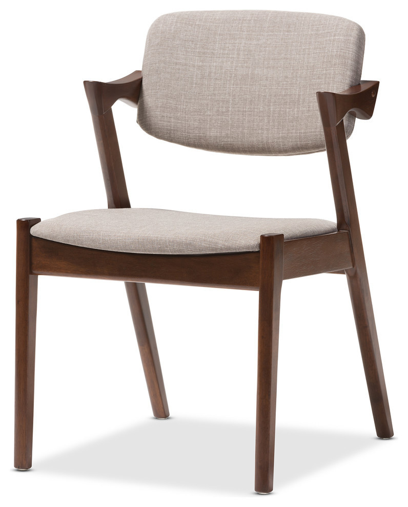 Scandinavian Style Dining Arm Chairs, Set of 2, Dark Brown/Gray