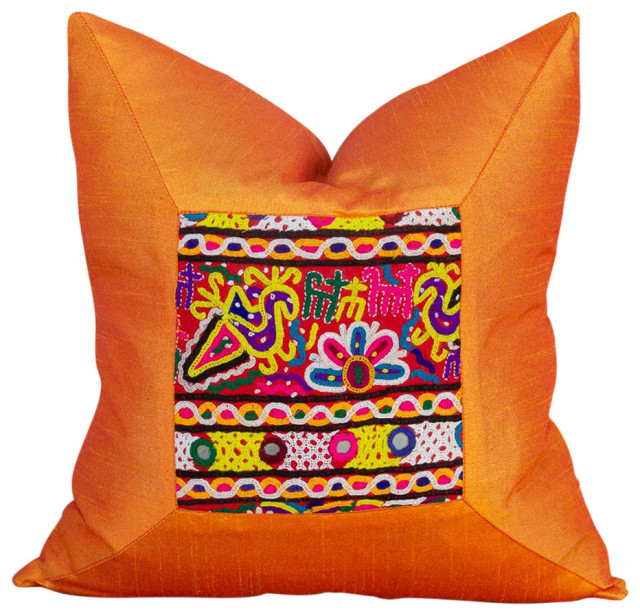 Nyra Indian Silk Decorative Pillow Contemporary Decorative Pillows
