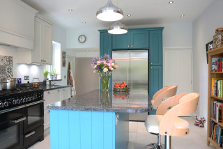 Henry  Contemporary Gray & Teal Kitchen Design