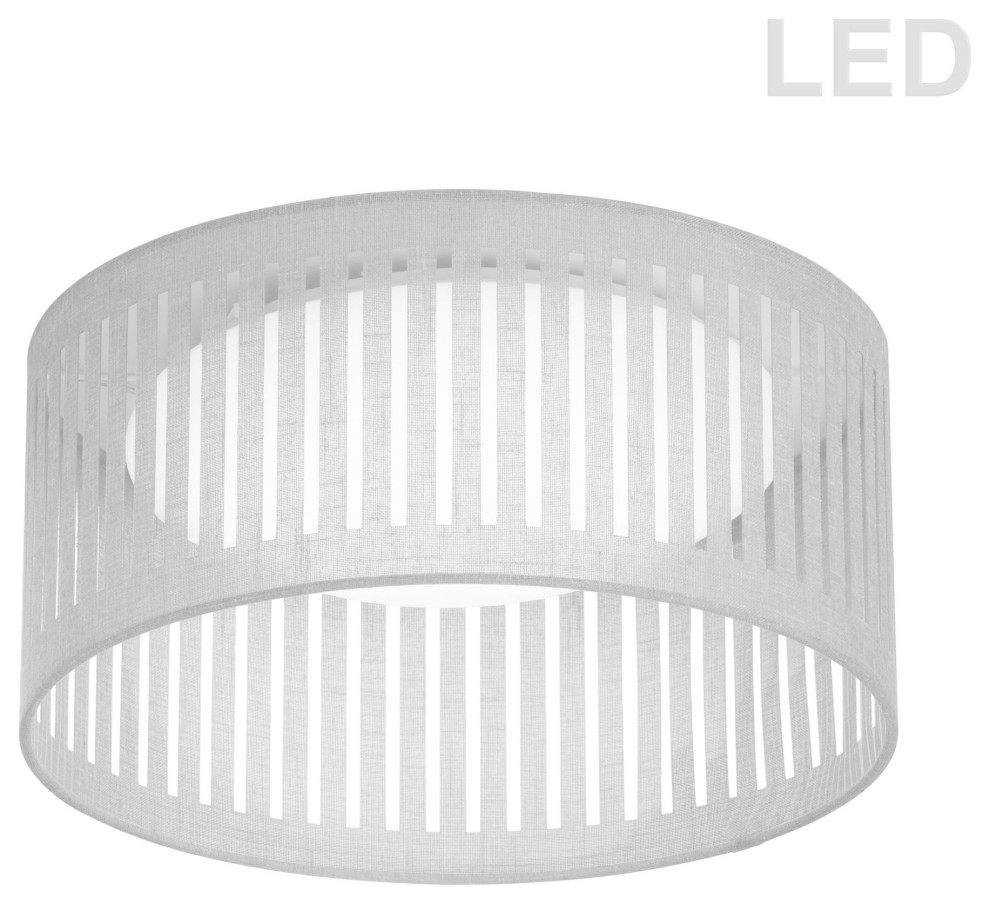 LED Flush Mount, Slit Drum Shade, White Transitional Flushmount Ceiling Lighting by