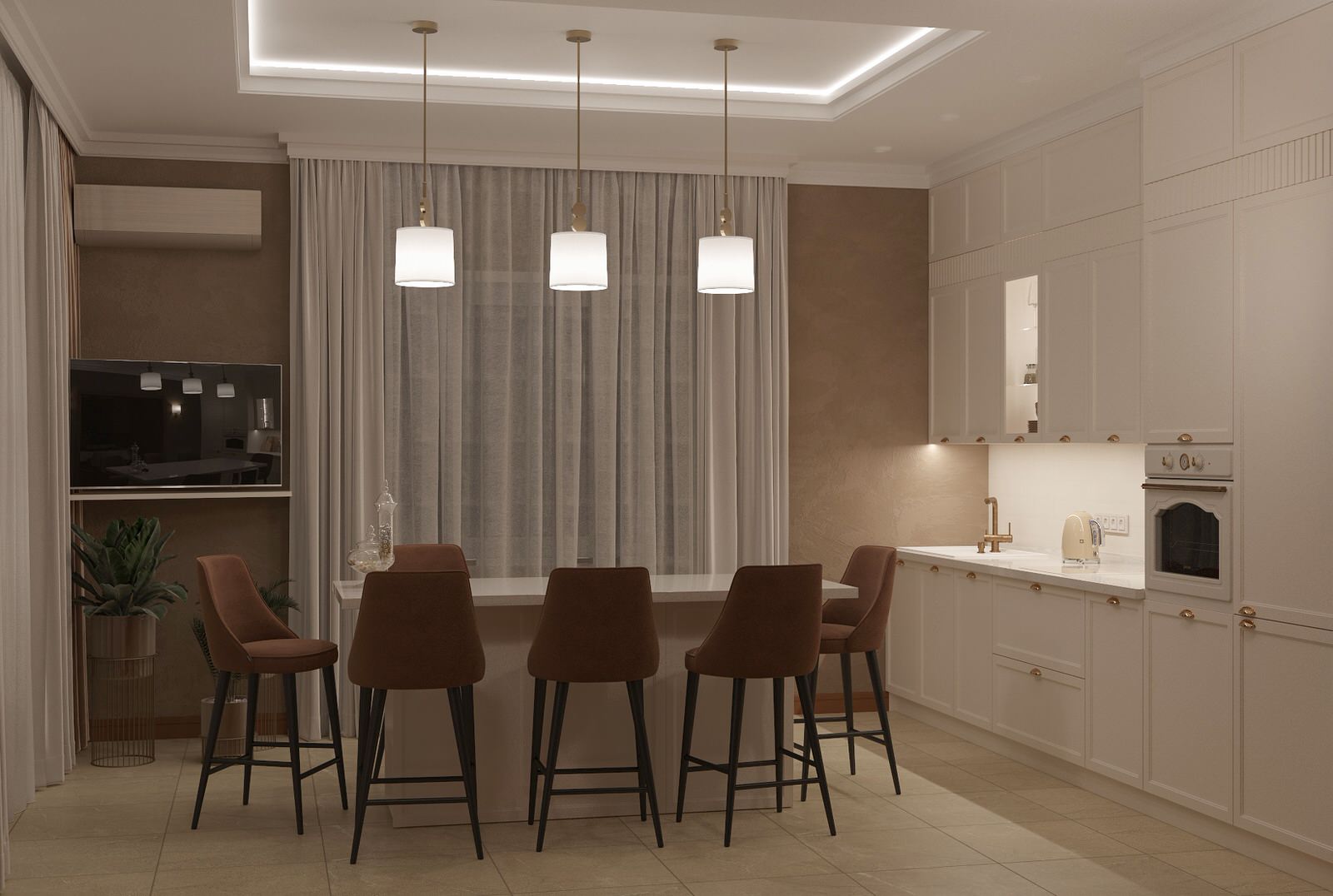 Интерьер гостиной загородного дома