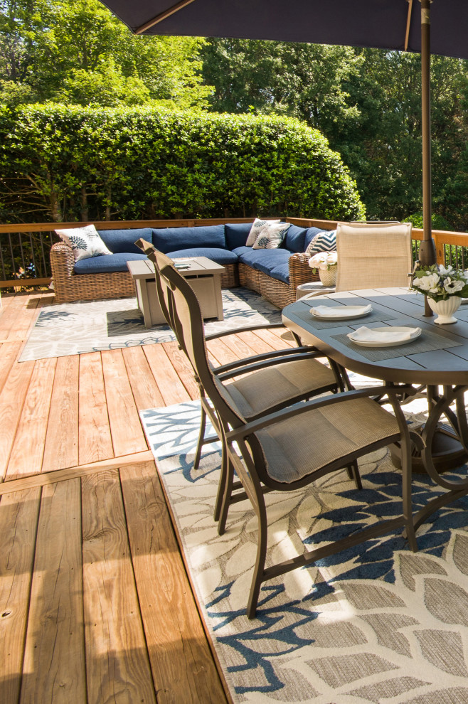 Deck - large contemporary backyard second story mixed material railing deck idea in Atlanta