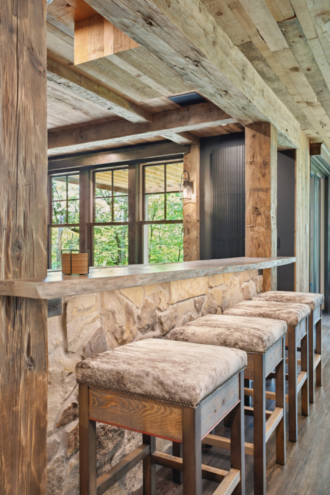 Example of a mountain style basement design in Minneapolis