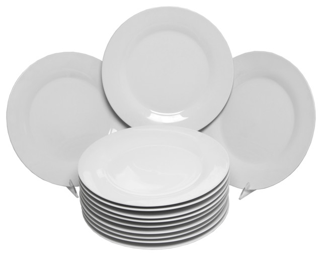 Catering Packs Round Dinner Plates, Set of 12 Contemporary Dinner Plates by 10 Strawberry