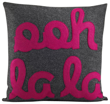 Ooh La La Pillow By Alexandra Ferguson - 22X22, Charcoal & Fuchsia