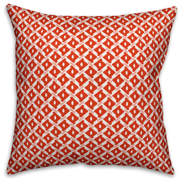 Whimsical Diamond Pattern Red Outdoor, Red Outdoor Pillows
