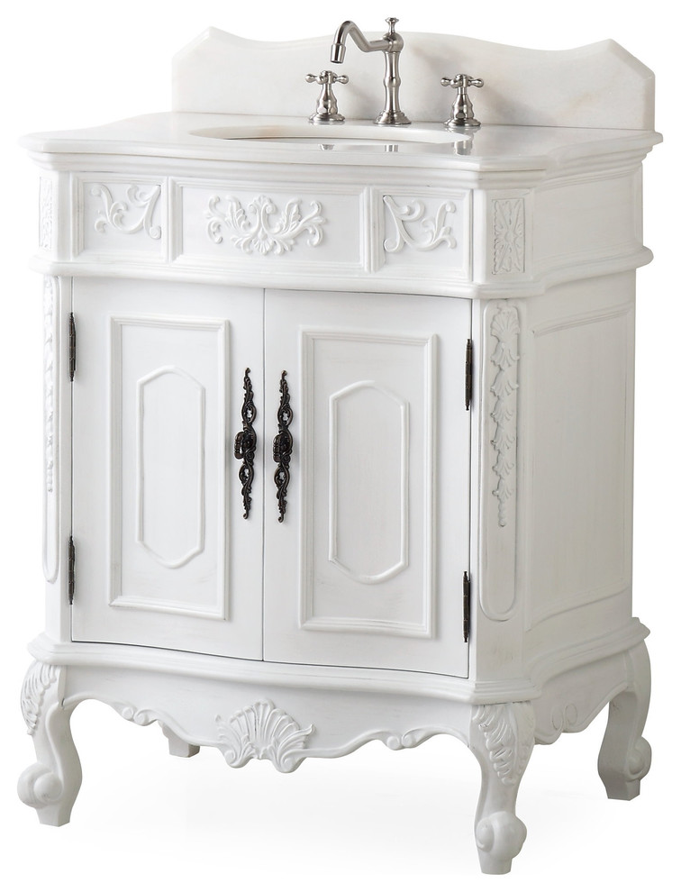 30" Ellenton Classic White Bathroom Vanity - Victorian - Bathroom