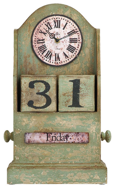 Countryside Themed Table Top Clock With Calendar