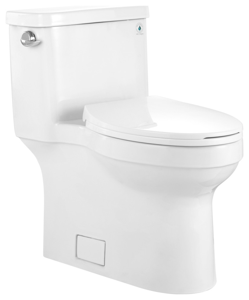 White ADA Comfortable Height toilet Elongated One Piece HighEfficiency