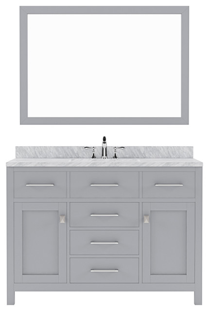 Caroline 48" Vanity Cabinet Set, Gray, Round Sink, Without Faucet