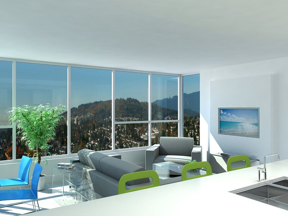 Дизайн кухни-гостиной в морском стиле