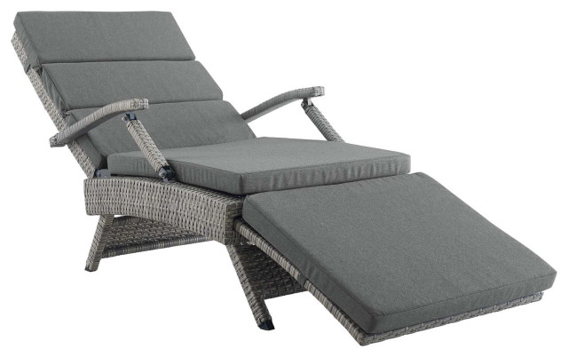 light grey rattan sun loungers