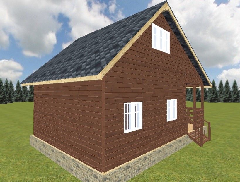 "Истра" - проект дома из бруса 6х6 с террасой 6х3