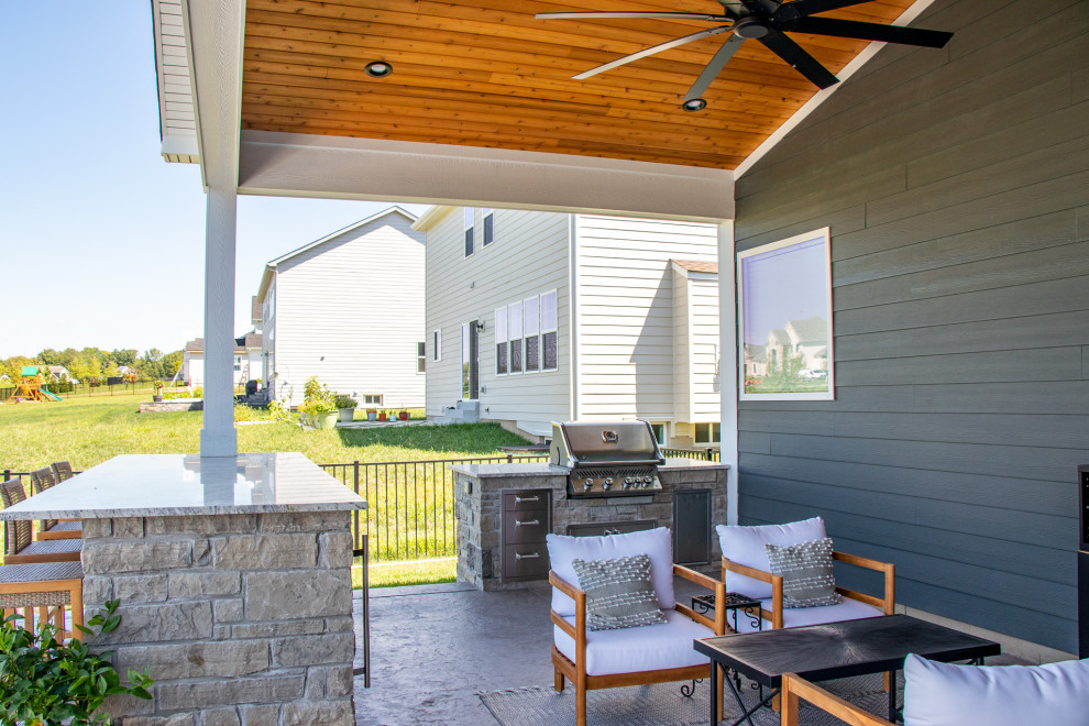 Pool Side Outdoor Room with Grilling Area Patio St Louis by Heartlands Building Company