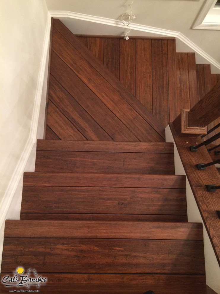 Antique Java Fossilized ® bamboo flooring on stairs - San Diego.