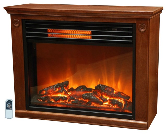 Infrared Electric Fireplace Space Heater 1500-watt Medium Oak Finish - Transitional - Indoor Fireplaces - by Hilton Furnitures This Infrared Electric Fireplace Space Heater 1500-watt Medium Oak Finish can be installed anywhere since no venting is required. Imagine the warmth and beauty