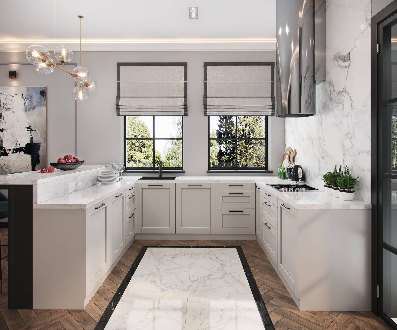 Частный дом в Санкт-Петербурге. Кухня-столовая