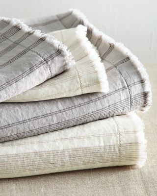 Eileen Fisher Ombre Stripe Washed Linen Sham - Continental - Pale Gray/Charcoal