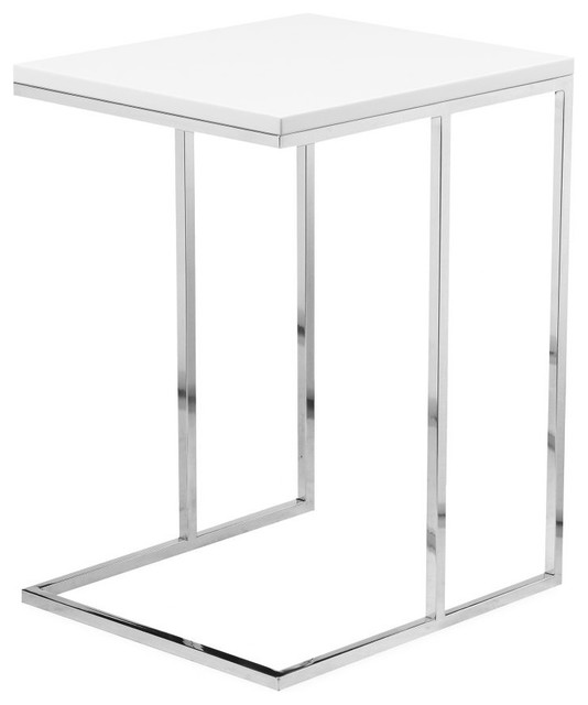 22 T Accent Table White Top Polished Stainless Steel Frame Versatile C Design Contemporary Side Tables And End Tables By Noble Origins Home