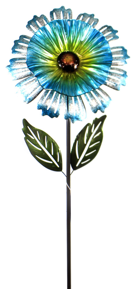 Home & Garden Cosmo Flower Stake Blue Handcrafted Garden Stakes