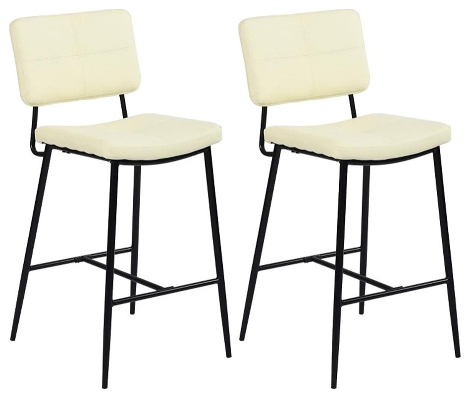 Homycasa Independence 27" Faux Leather Counter Stools in Cream (Set of