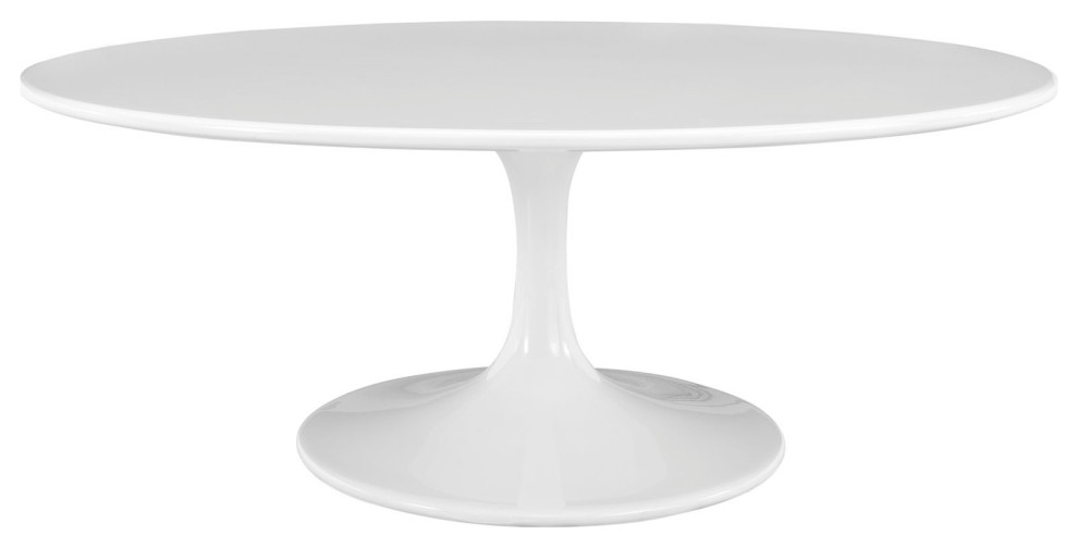 Lippa 42" Oval Wood Top Coffee Table, White