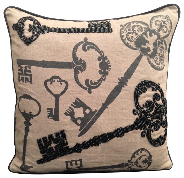 Beaded Victorian Key Pillow