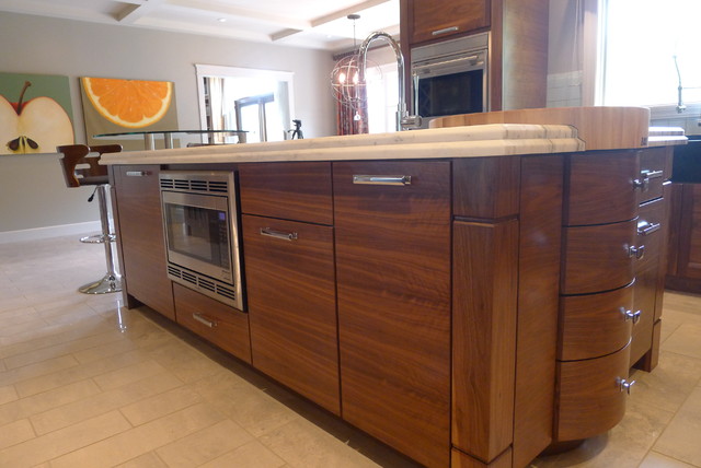 walnut horizontal grain kitchen - contemporary - kitchen