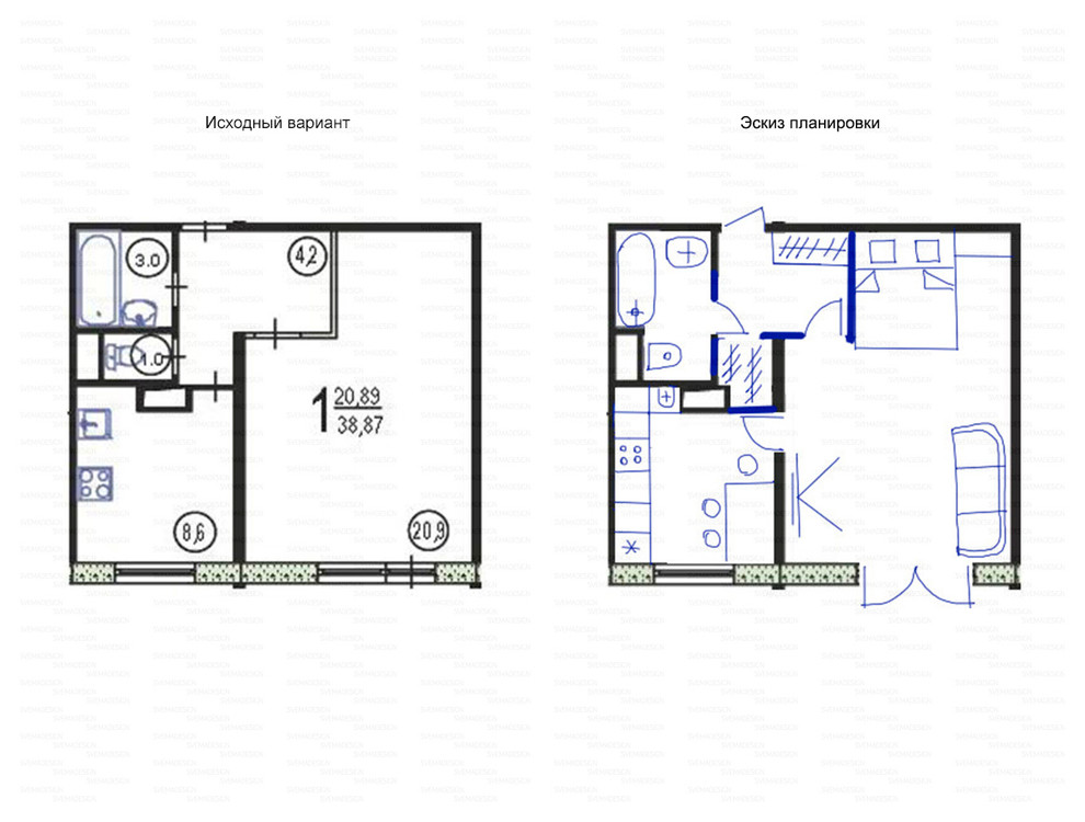 Идеи перепланировки для однокомнатных квартир