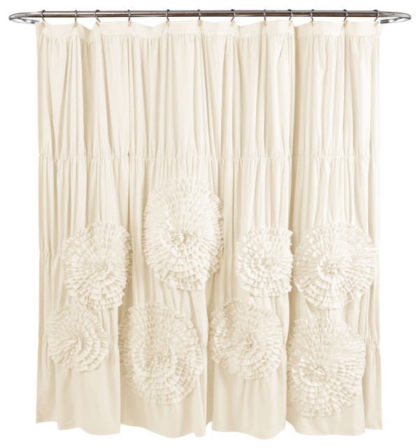 Lush Decor Serena Shower Curtain Ruffled Floral Shabby Chic Farmhouse Style Bathroom Decor X 72 White Shower Curtains