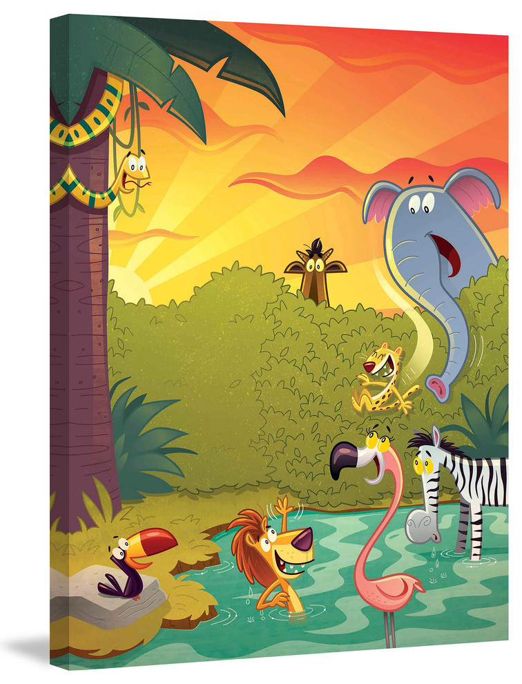 "Happy Jungle" Painting Print on Canvas by Curtis