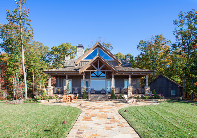 Custom Log & Timber Frame Home rustic-exterior