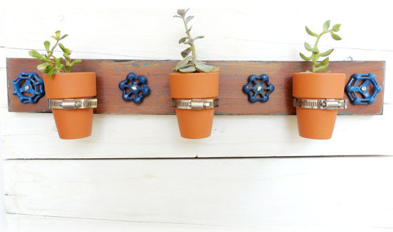 Hanging Planter, Vintage Faucet Handles by Reclaimed Grace