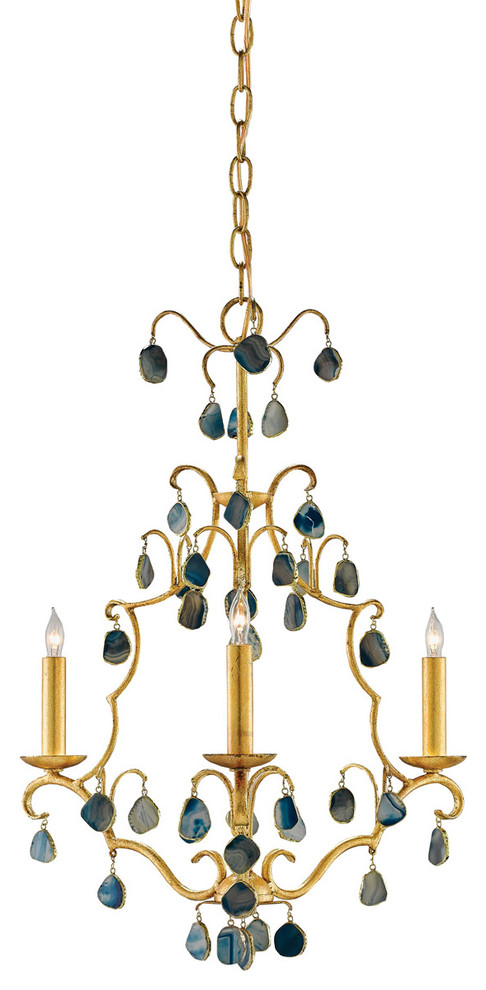 Currey & Co 9000-0035 Eudora Antique Gold Leaf 3 Light Chandelier