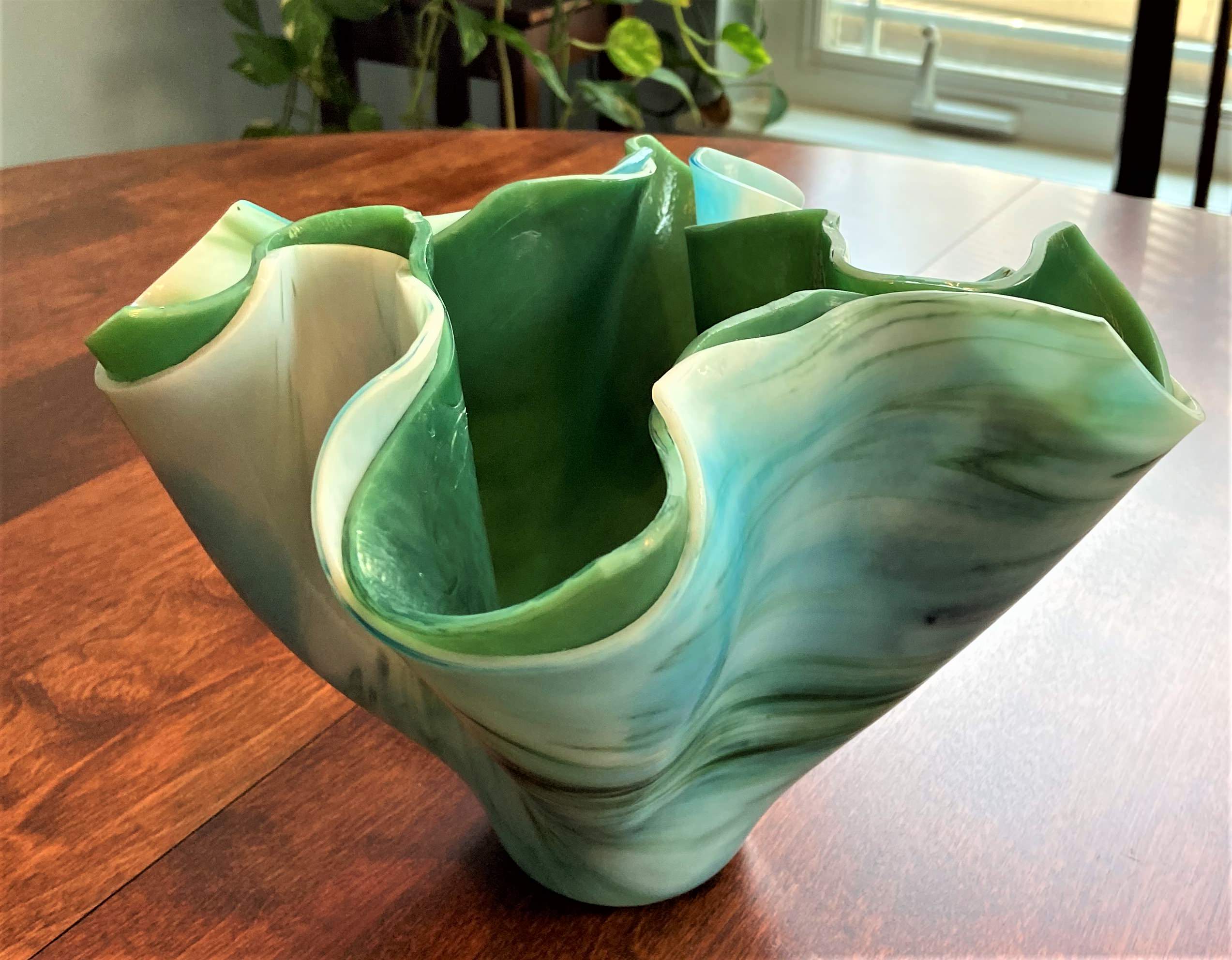 Double layer green/aqua vase - view 2