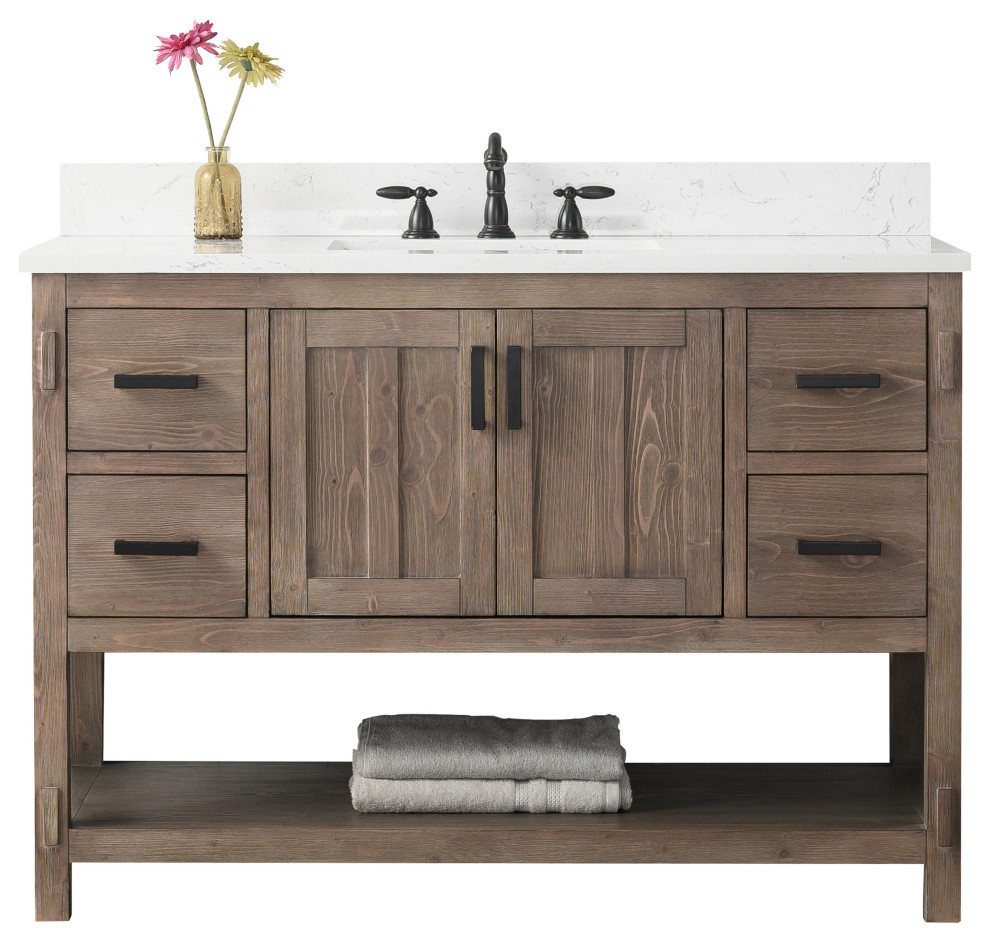 Harvey Farmhouse Bathroom Sink Vanity Brown Spruce Farmhouse