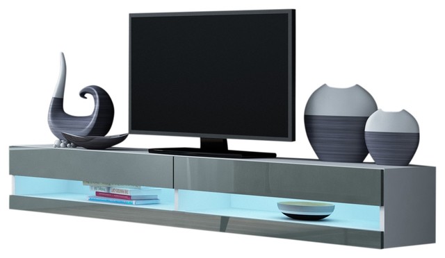 Vigo 180 Led Wall Mounted Floating Tv Stands Fits 80 White Gray