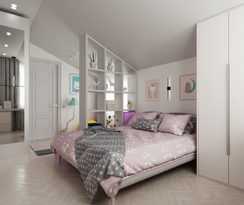 Дизайн интерьера детской комнаты на мансардном этаже 13,4м2