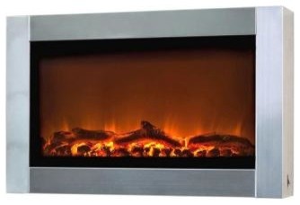 Fire Sense 31 in. Wall Mount Electric Fireplace in Stainless Steel 60758