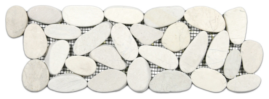 Sliced White Pebble Tile Border