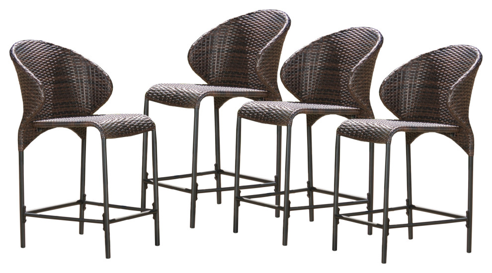 GDF Studio Multibrown Wicker Counter Stools, Set of 4
