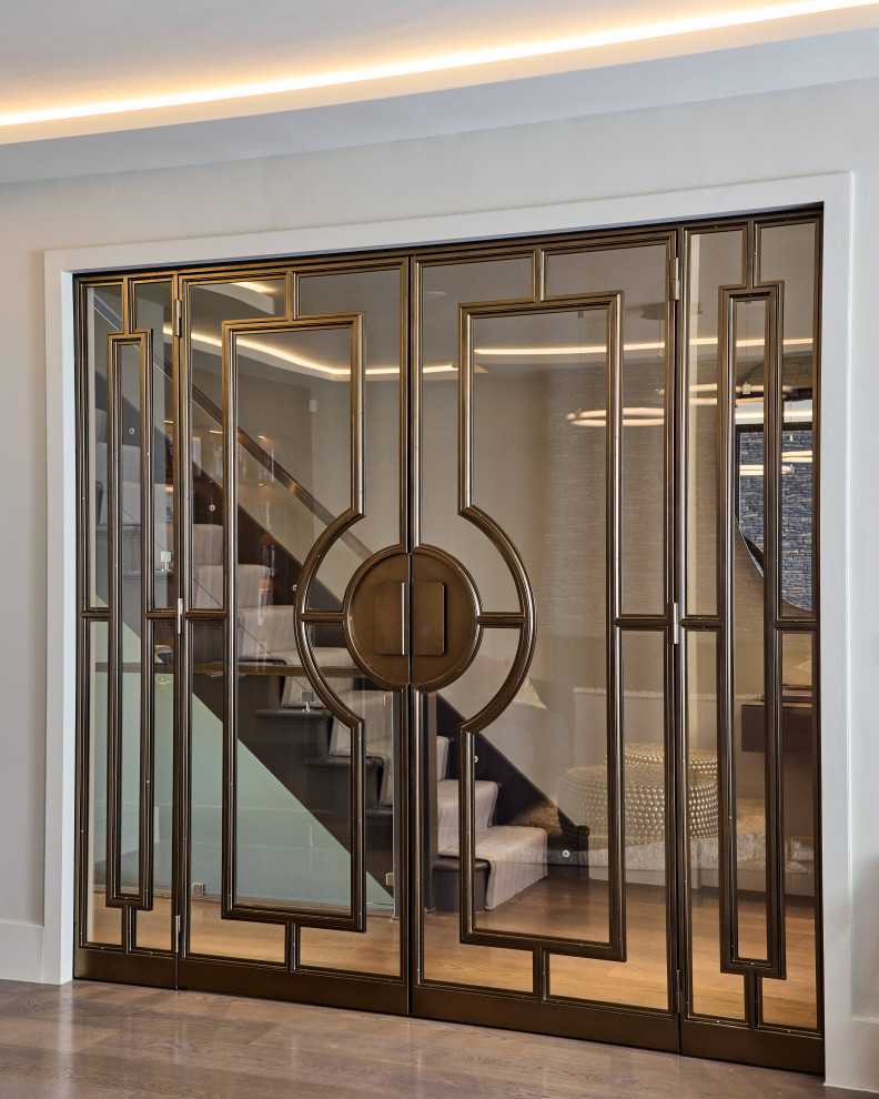This is an example of a modern wine cellar in London.