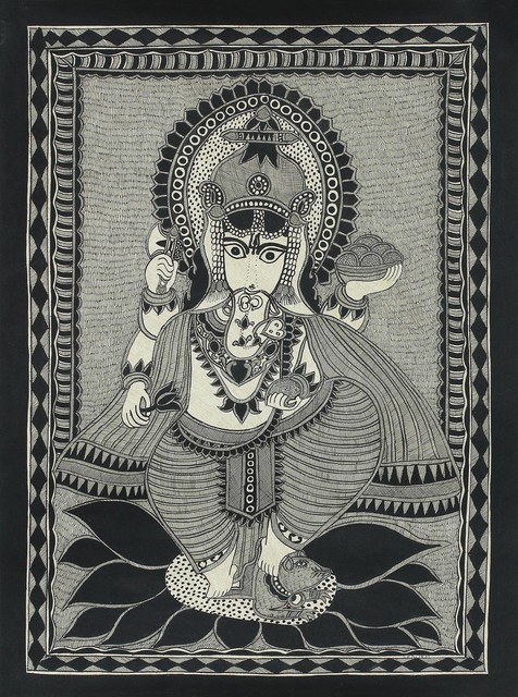 Ganesha's Feast Madhubani Painting
