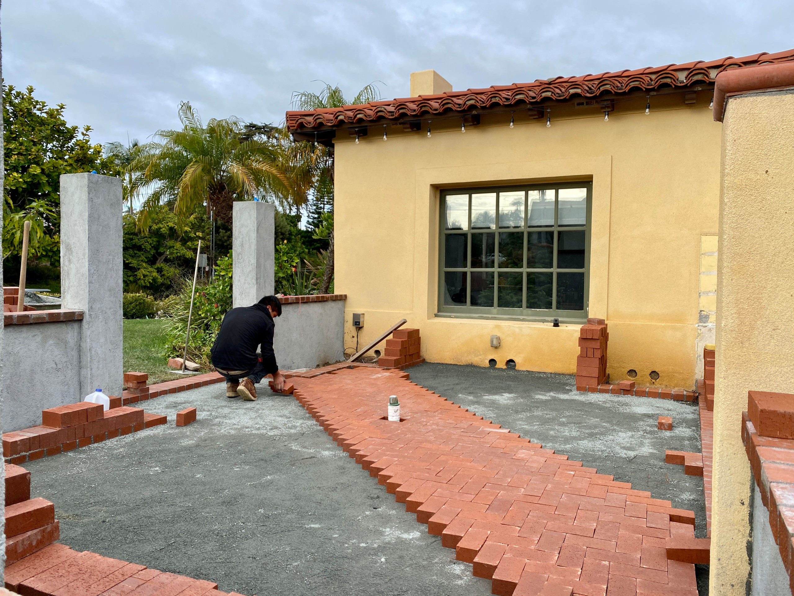 Installing a Herringbone Brick Patio in Point Loma