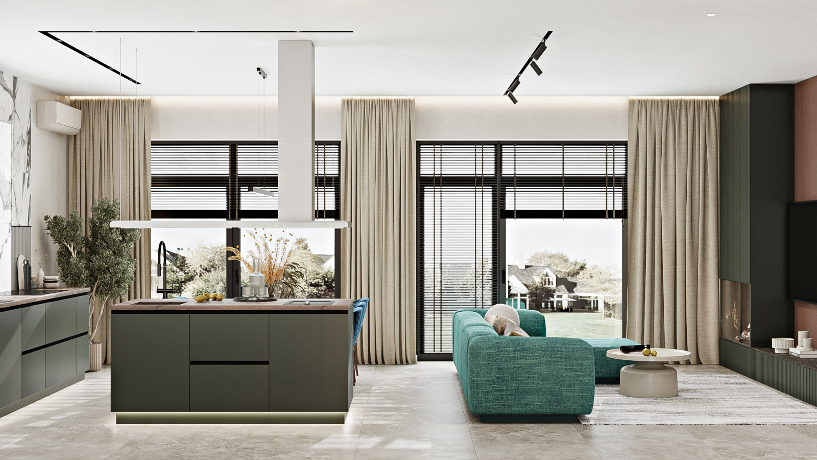 КП Первозванный 1, кухня-гостиная (вариант 4)