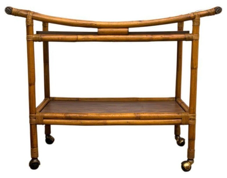 Pre-owned Mid-Century Rattan Bar Cart