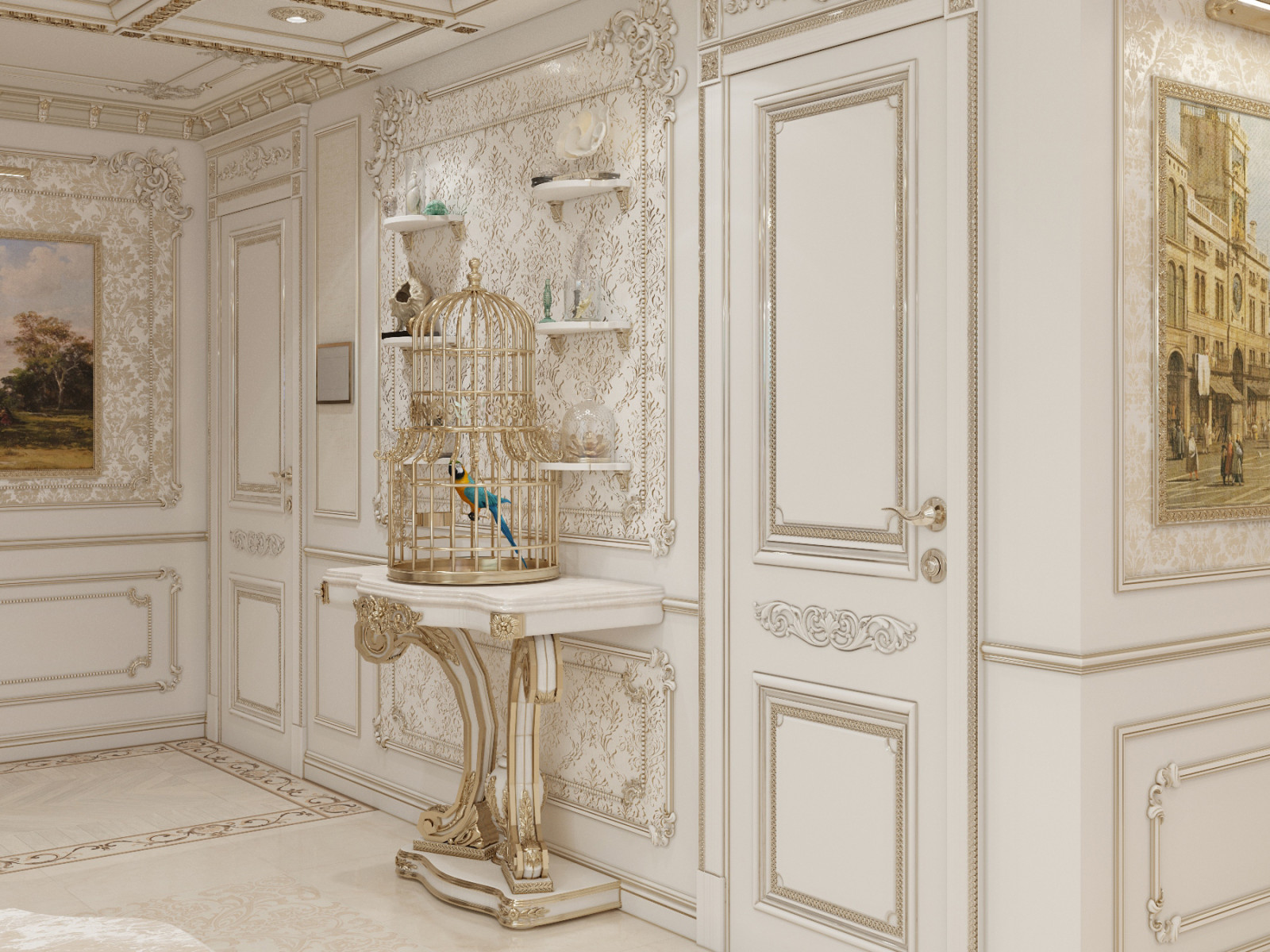 Проект "Дворянское гнездо", г. Новосибирск (блок кухни-гостиной)