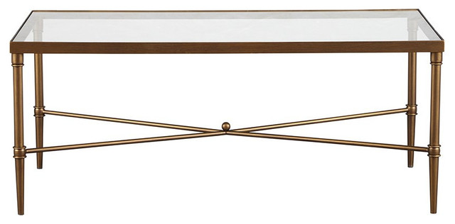 Elegance Antique - Bronze 44"x24" Coffee Cocktail Table With Tempered Glass