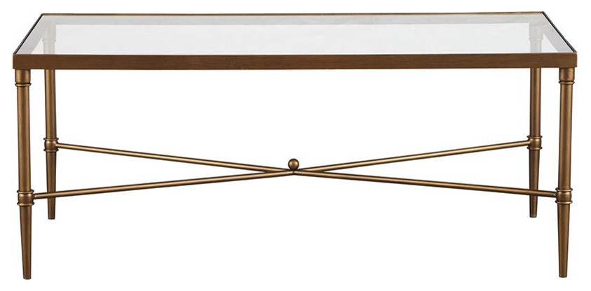 Elegance Antique - Bronze 44"x24" Coffee Cocktail Table With Tempered Glass